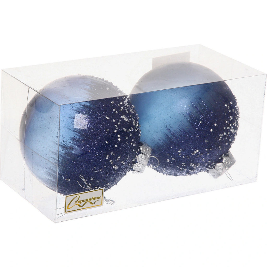 Набор шаров "Сказочная полночь" 10 см (в наборе 2 шт), Сапфир