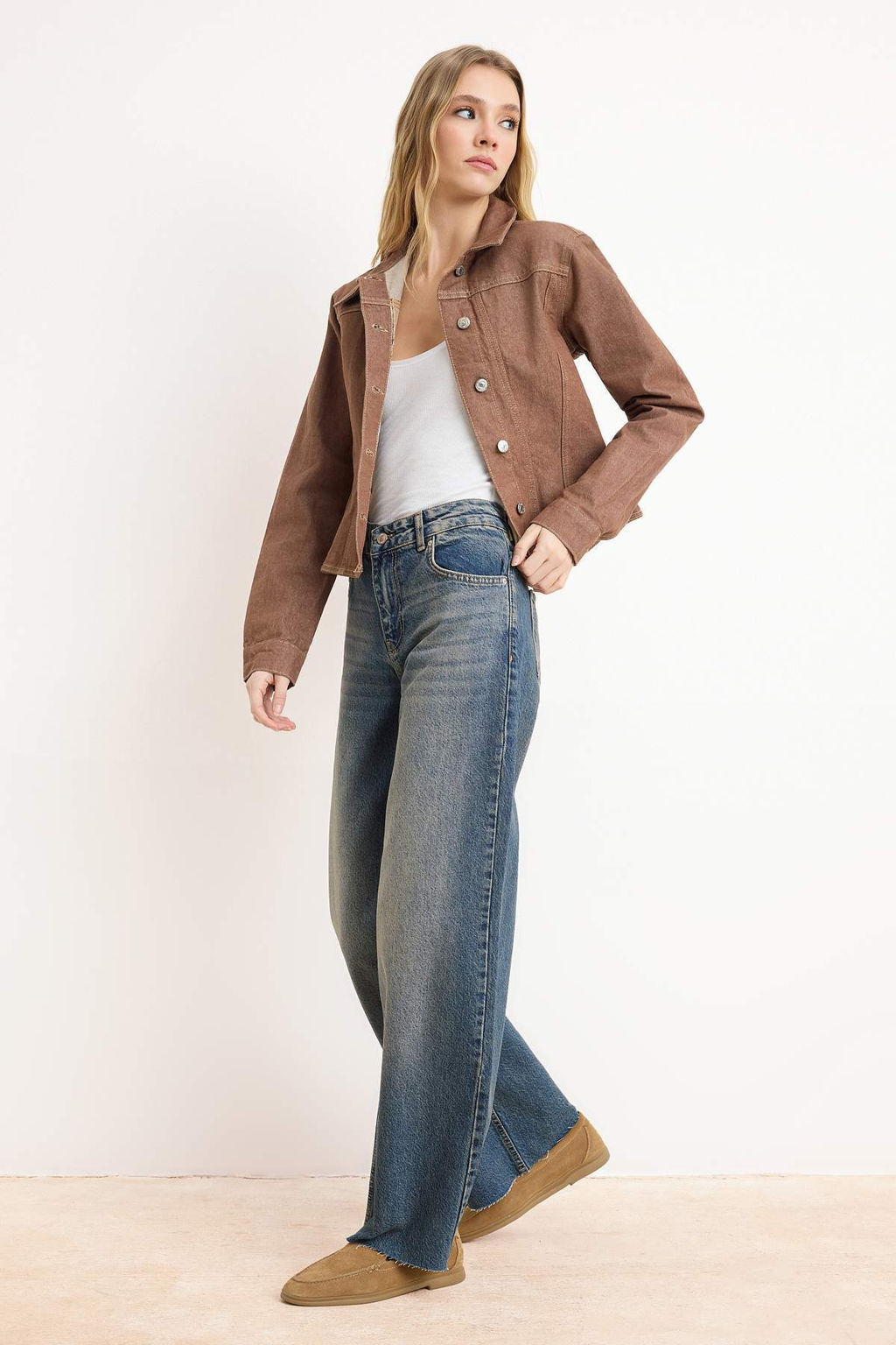 Mavi Yuksek Bel %100 Pamuk Genis Paca Wide Leg Jeans TWOSS26JE00013 - Trendyolmilla фото 4