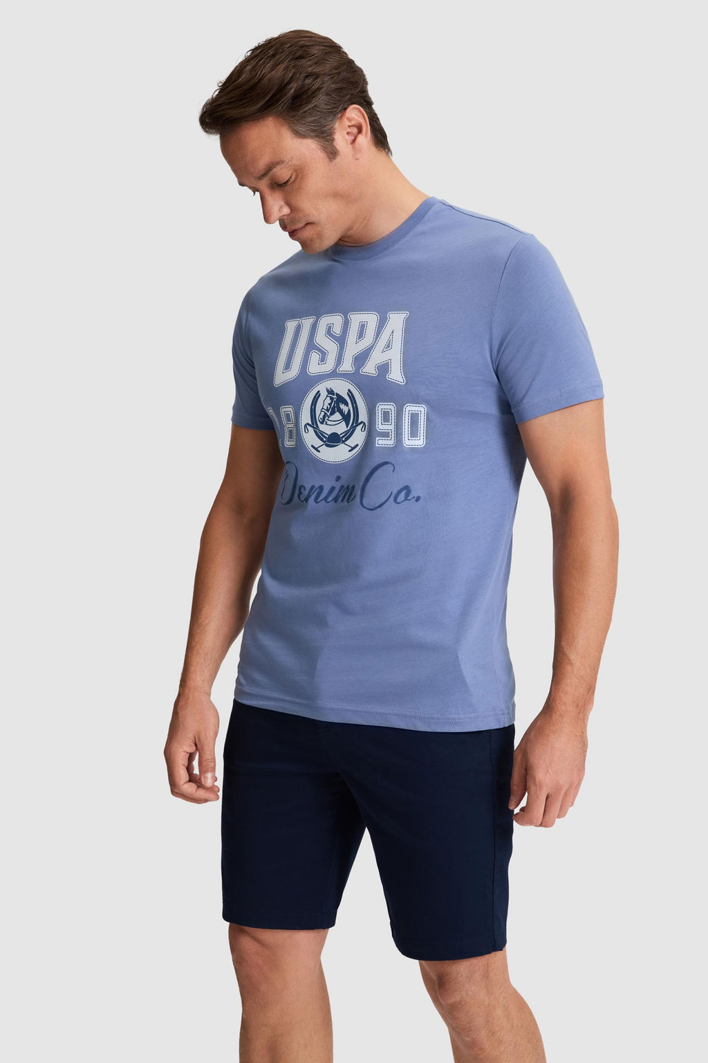 Erkek _ndigo Regular Fit Bisiklet Yaka Ti__rt