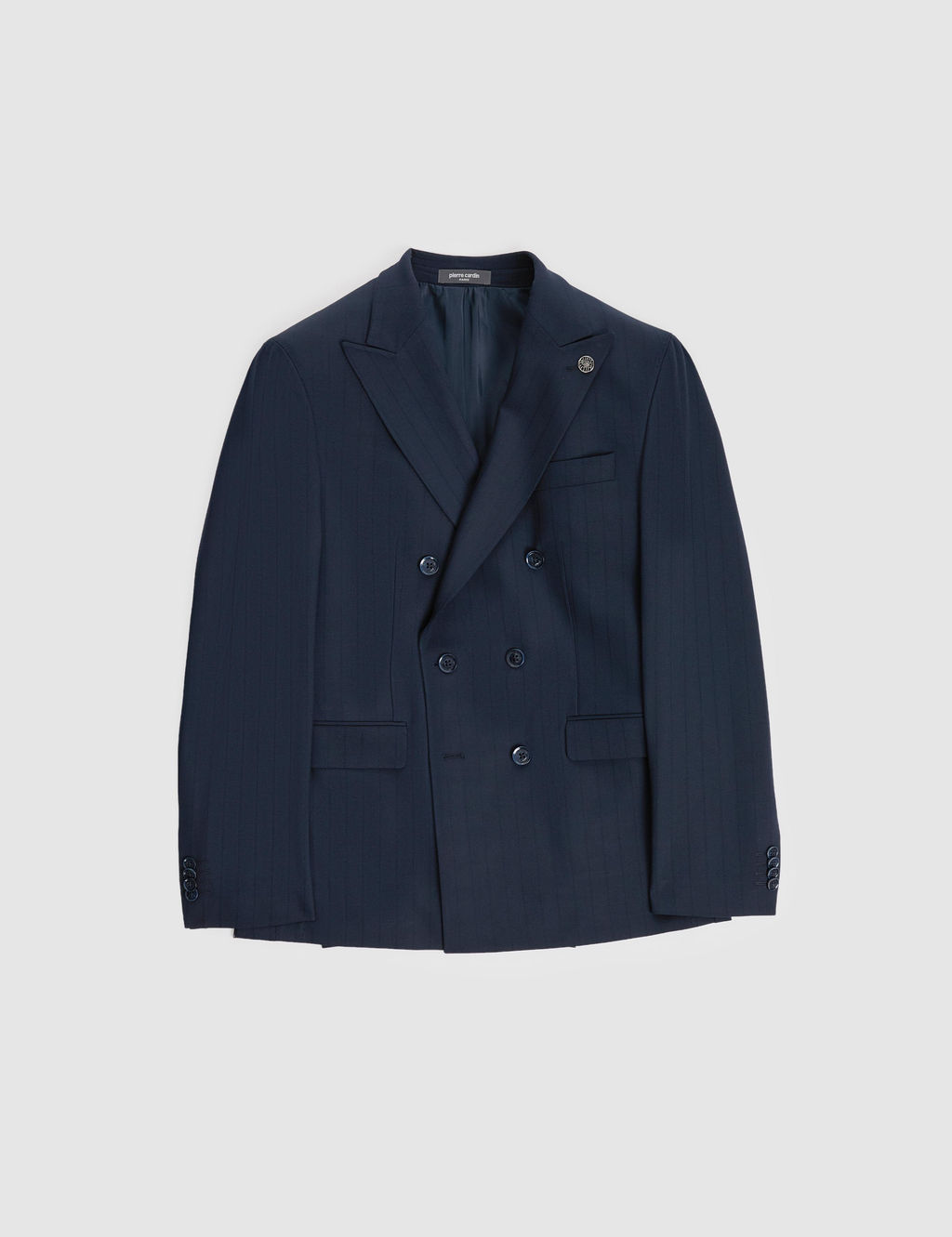 Lacivert Ex. Slim Fit _izgili Kruvaze Tak_m Elbise