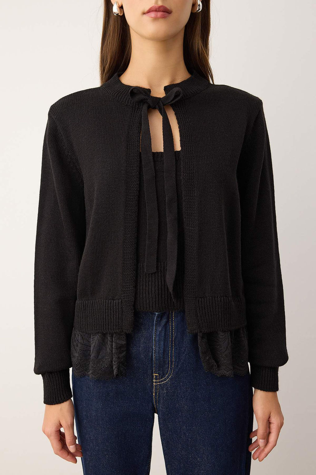 Tas 2li Etek Ucu Dantel Garnili Triko H?rka-Bluz Tak?m TWOAW26HI00019 - Trendyolmilla фото 8