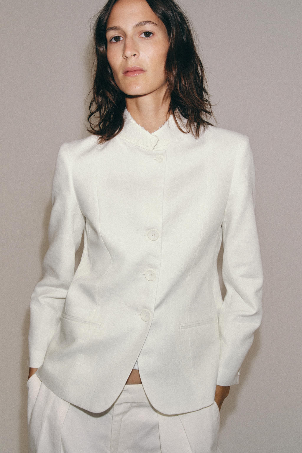 BLAZER LINO 100% ZW COLLECTION / Blanco - Zara фото 4