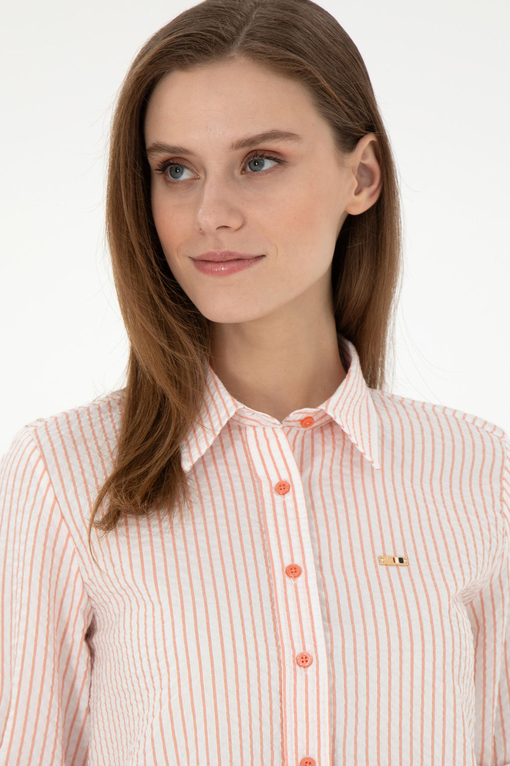 Женская рубашка лососевого цвета с длинным рукавом Неожиданная скидка в корзине - U.s. polo assn фото 2