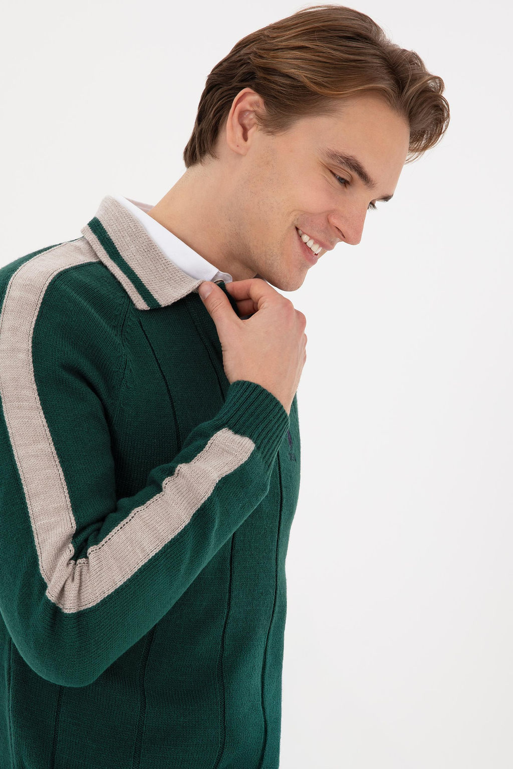 Erkek Regular Fit Polo Yaka Koyu Ye_il Kazak - U.s. polo assn фото 2