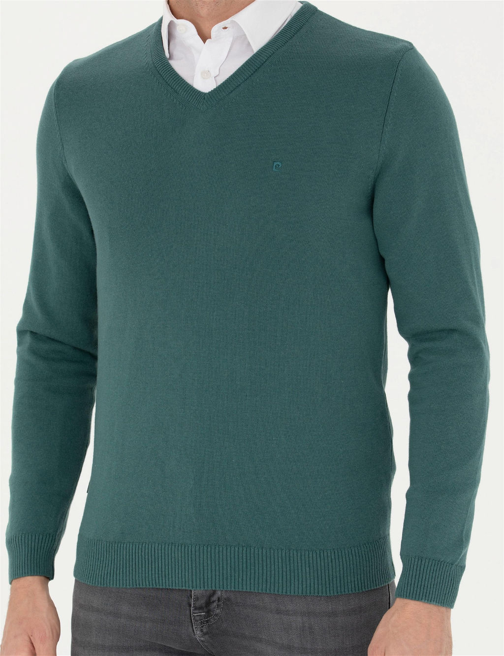 Ye_il Slim Fit V Yaka Basic Triko Kazak - Pierre cardin фото 6