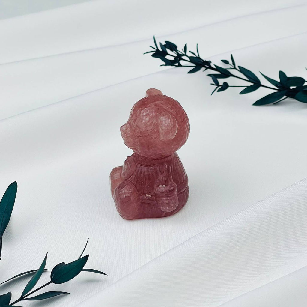 Фигурка Мишка из Клубничного кварца