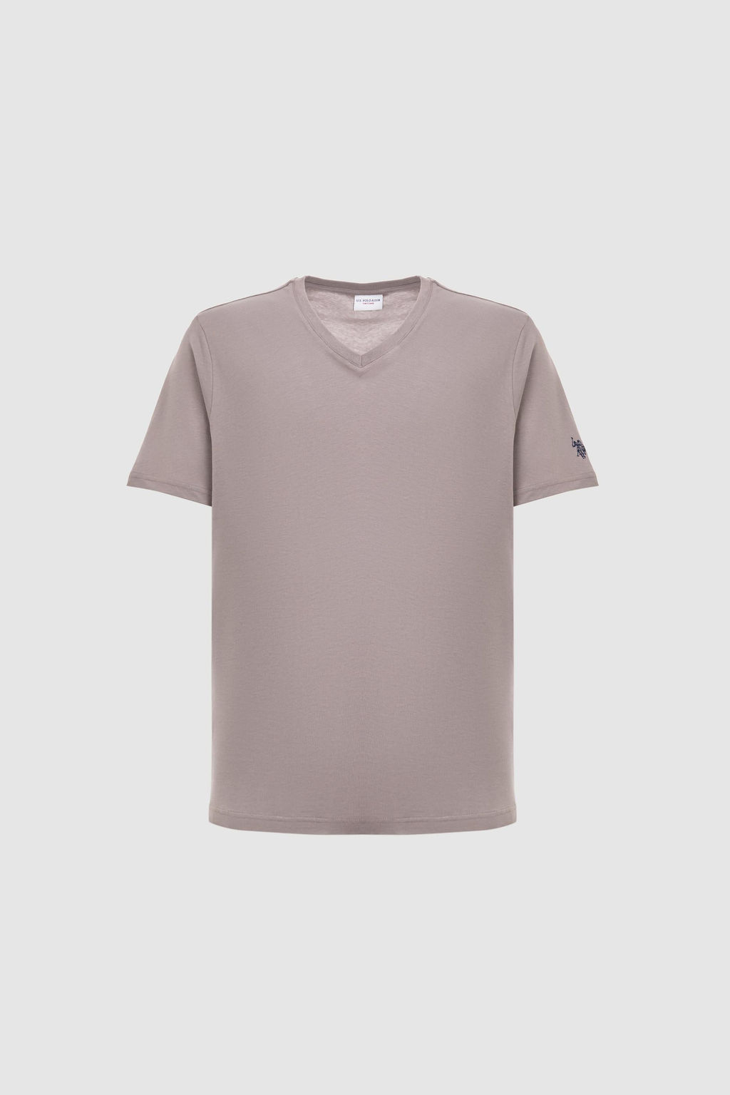 Erkek Regular Fit V Yaka Gri Basic Ti__rt
