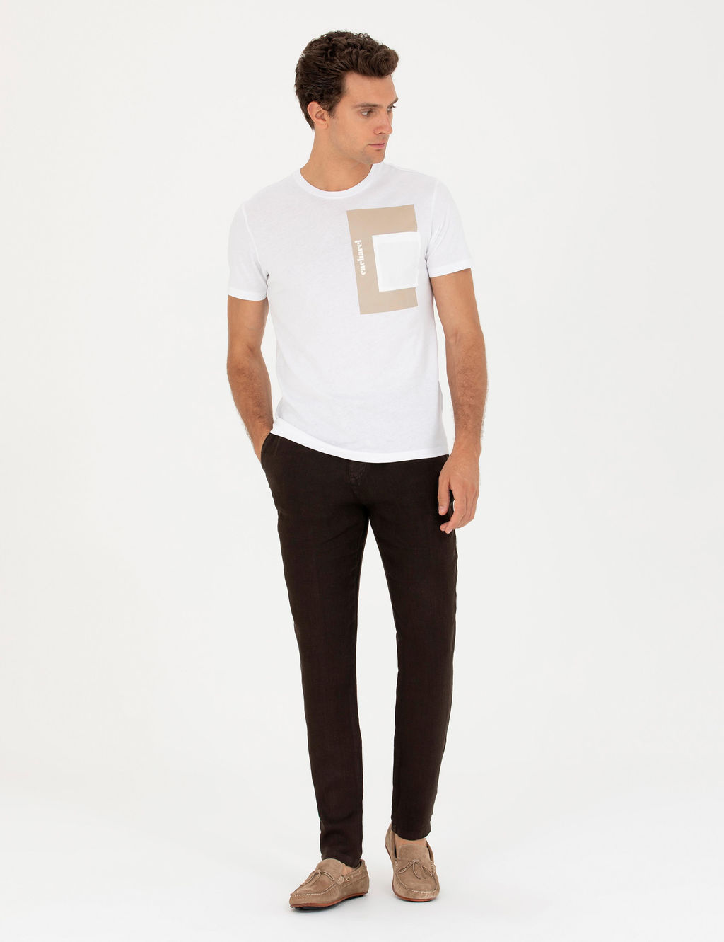 Beyaz Slim Fit Bisiklet Yaka T-Shirt
