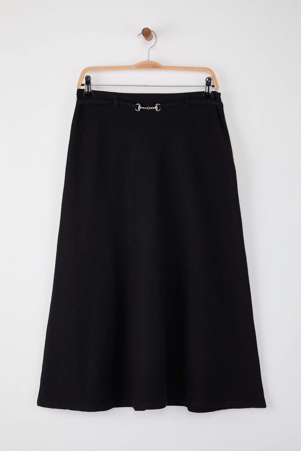 Wardrobe Essentials Siyah Kemerli Maxi Denim Etek | TWOAW26ET00024 - Trendyolmilla фото 5