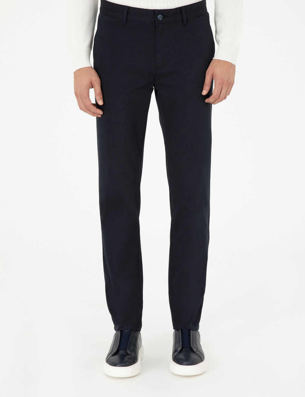 Lacivert Slim Fit Kanvas Pantolon