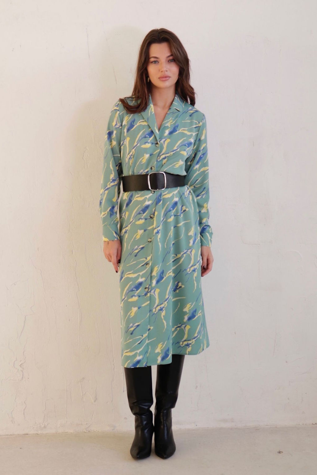 Платье-рубашка с английским воротником принт - Martichelli фото 109