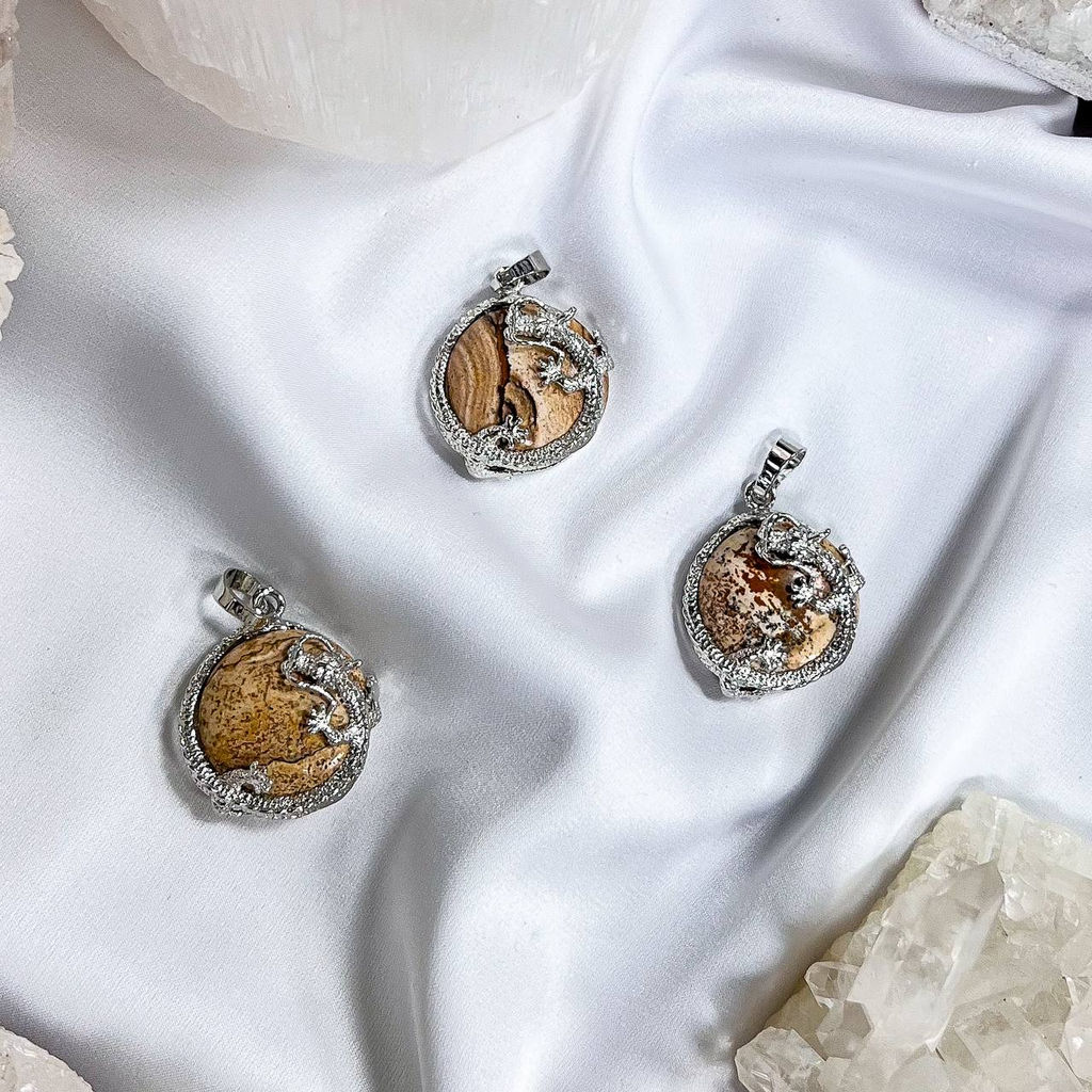 Кулон Дракон из песочной Яшмы