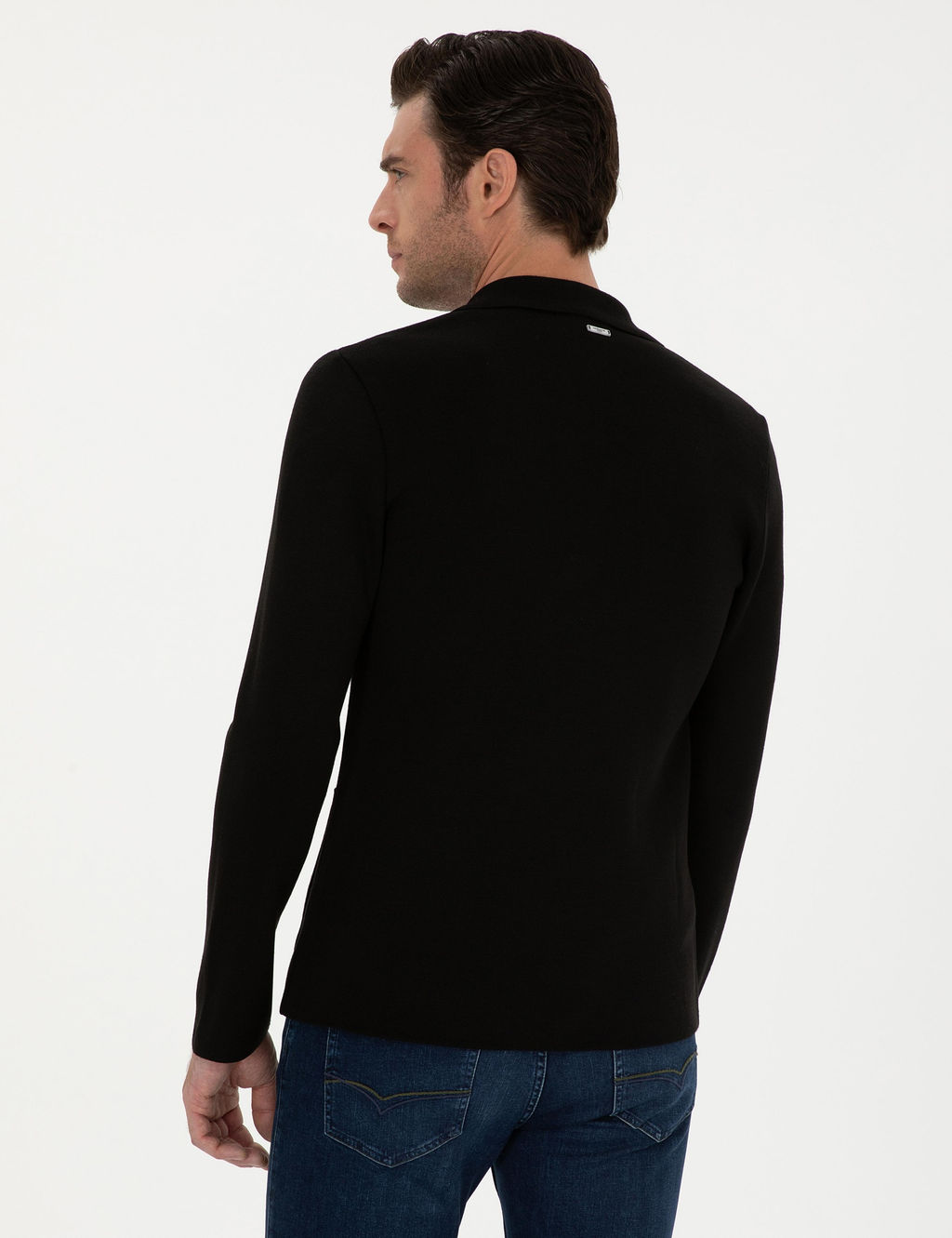 Черный облегающий двубортный трикотажный кардиган из смесовой шерсти - Cacharel фото 5