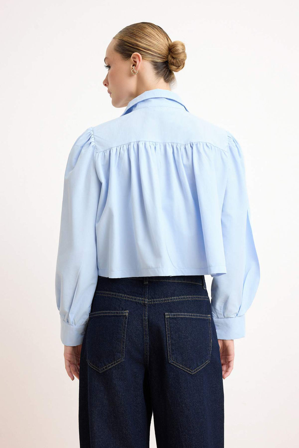 Kahverengi Buzgulu K?sa/Crop Kesim Gomlek TWOSS26GO00137 - Trendyolmilla фото 8