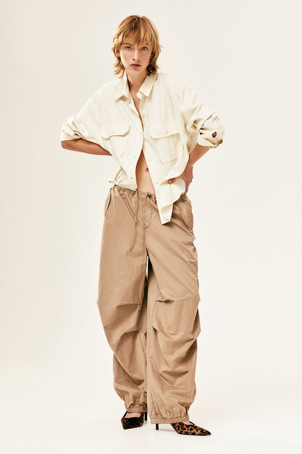 Camisa cargo oversize en mezcla de lino - H&m фото 2
