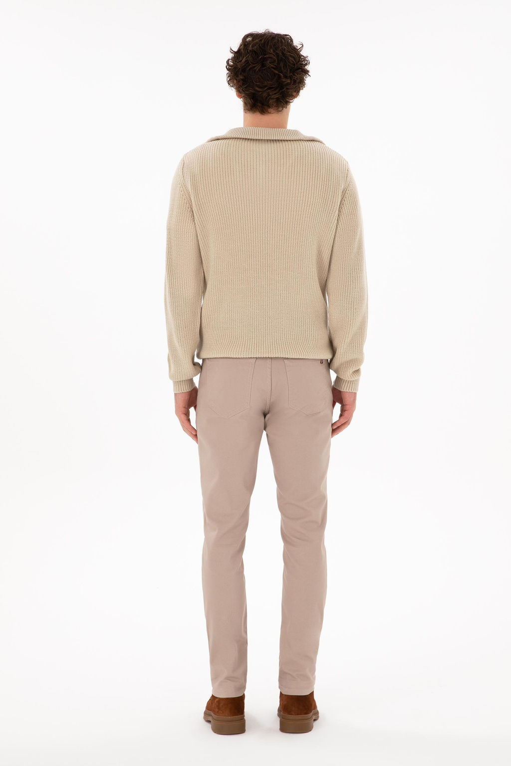 Erkek Slim Fit Koyu Bej Kanvas Pantolon
