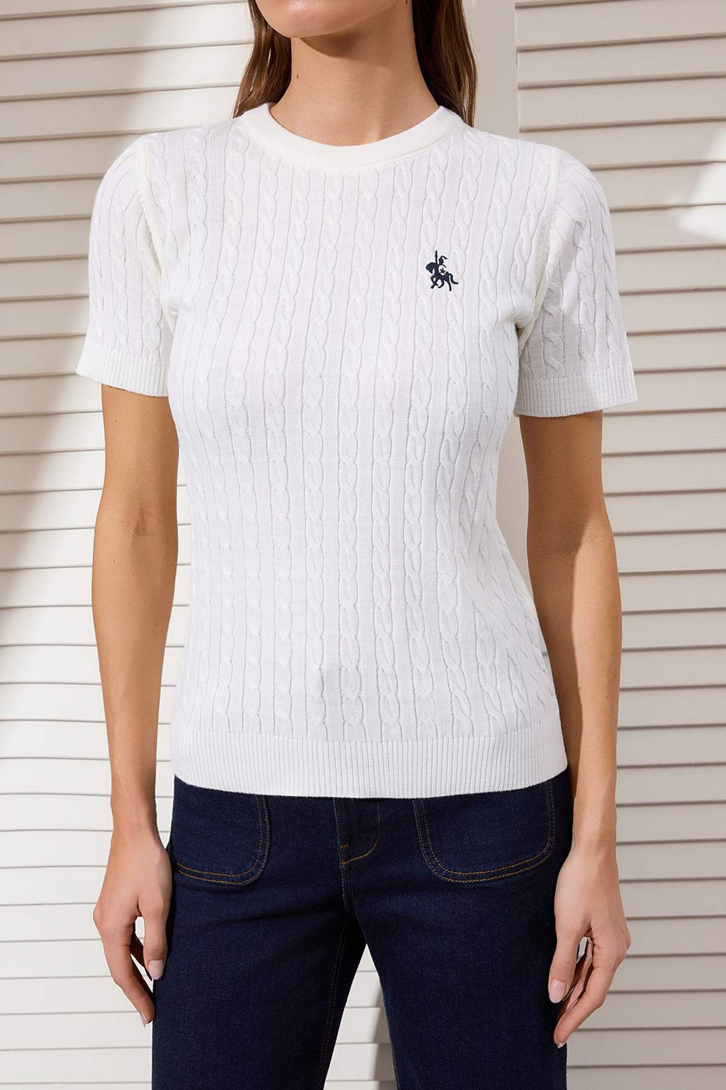 Ekru At Nak?sl? Sac Orgu Triko Bluz TWOSS26BZ00137 - Trendyolmilla фото 11