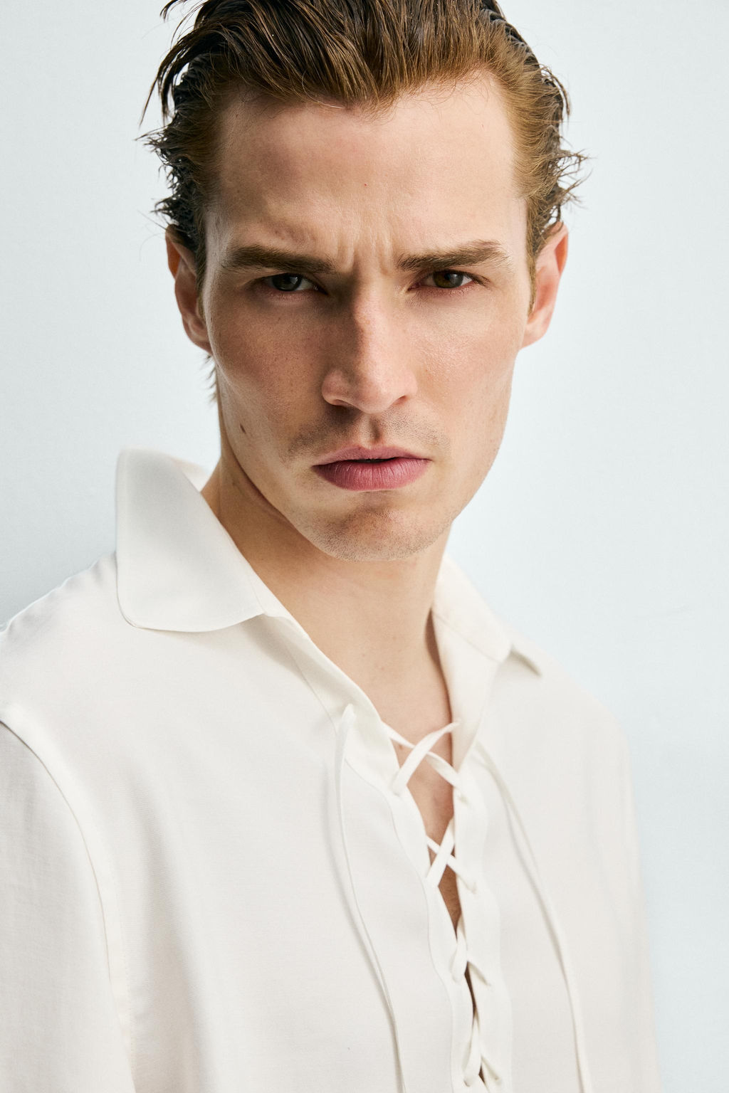 CAMISA POLO FLUIDA CORD?N / Blanco - Zara фото 5