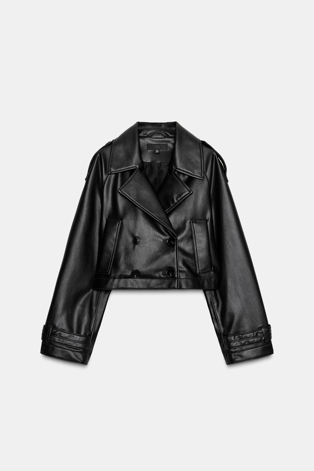 FAUX LEATHER SHORT TRENCH COAT