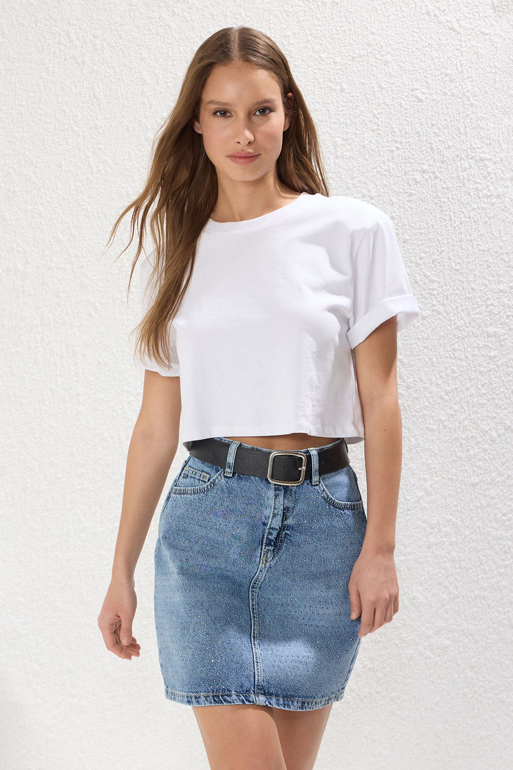 TRENDYOLMILLA Mavi Tasl? Mini Denim Etek TWOSS25ET00058