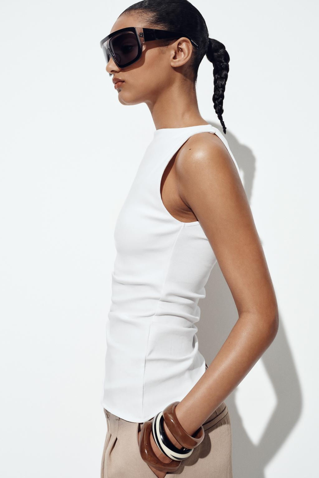 ASYMMETRIC DRAPED T-SHIRT - Zara фото 36