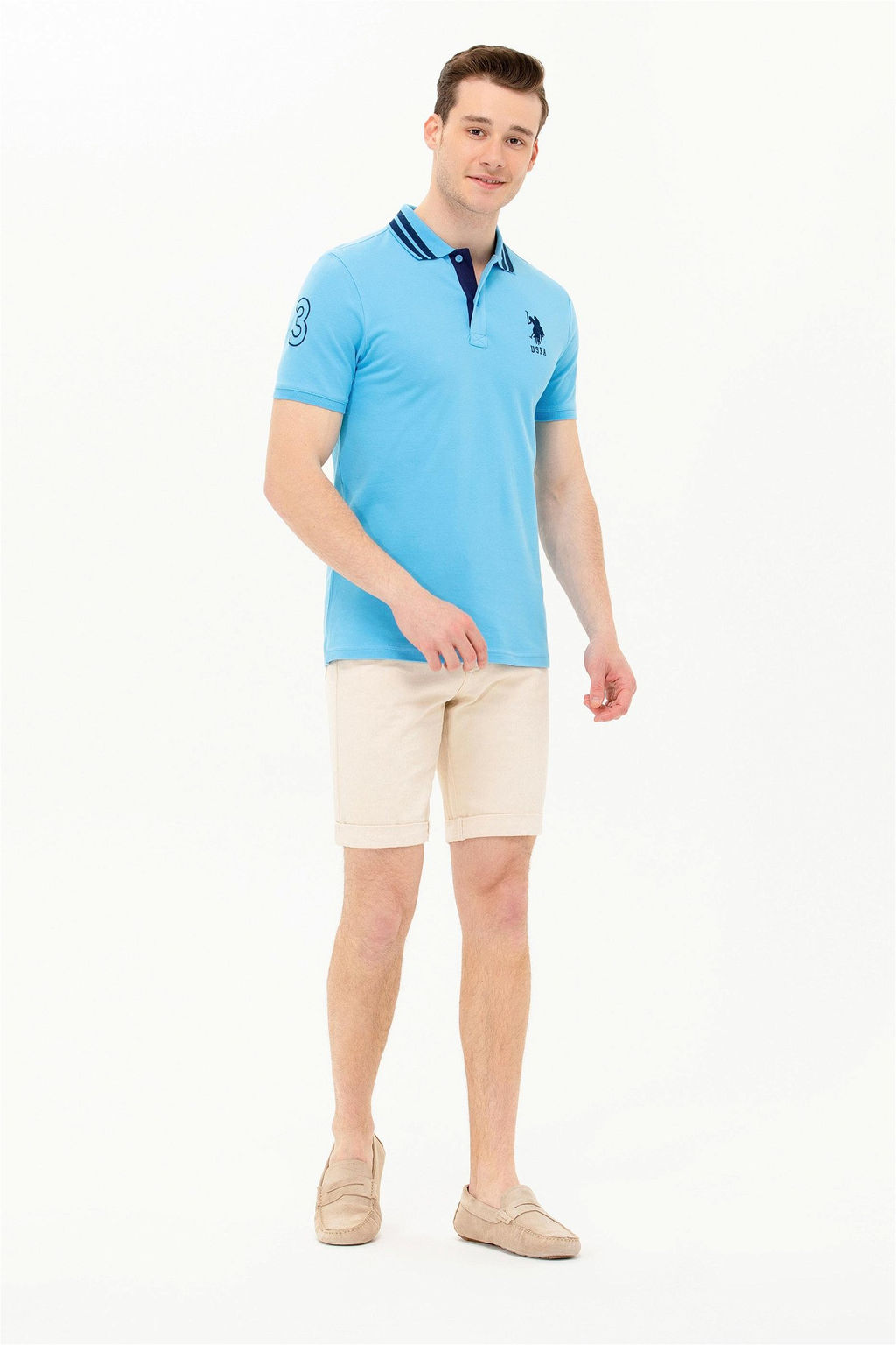 U. S. Polo Assn / Мужская бирюзовая базовая футболка с воротником-поло - U.s. polo assn фото 4