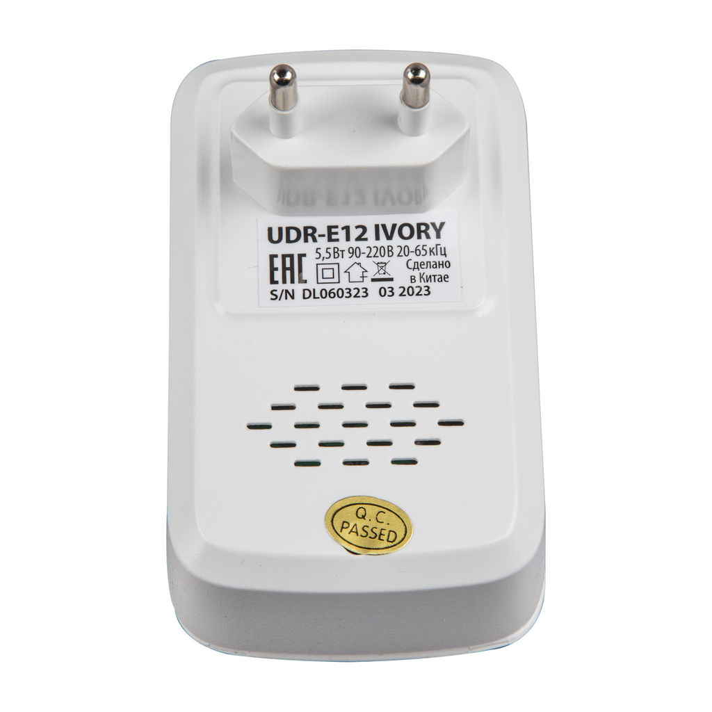 UDR-E12 IVORY Ультразвуковой отпугиватель насекомых и грызунов. 220В. Площадь до 120м2. Слоновая кость. TM Uniel - Volpe фото 3