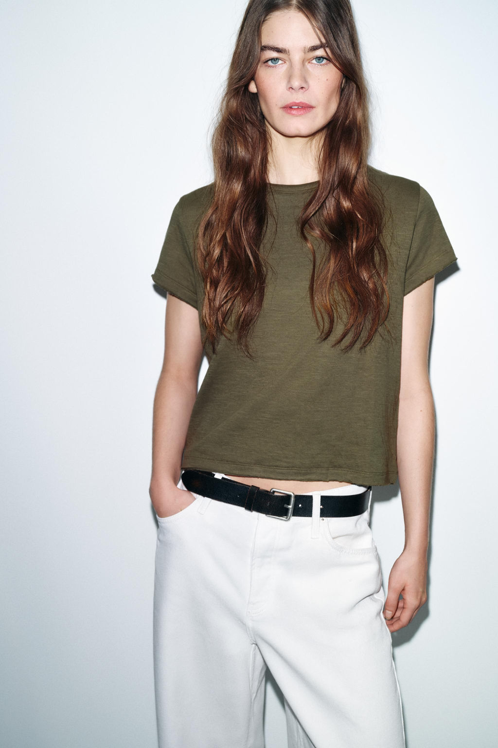 CAMISETA ALGOD?N MANGA CORTA / Khaki - Zara фото 2