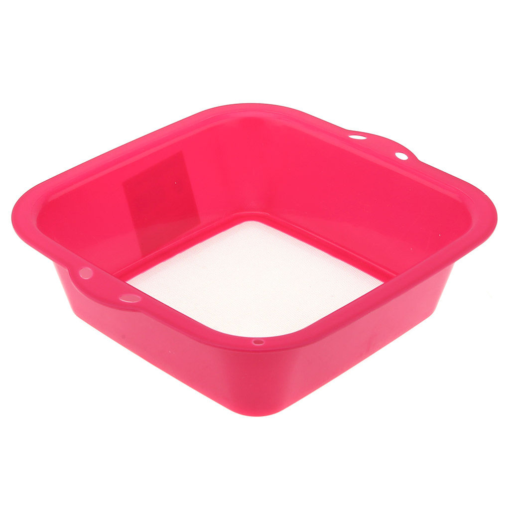 Сито пластмассовое Квадро 20х20см, h6,5см, цвета в ассортименте: салатовый, фуксия, голубой (24,2х22,3х6,5см) (Китай) - Домашняя мода фото 2