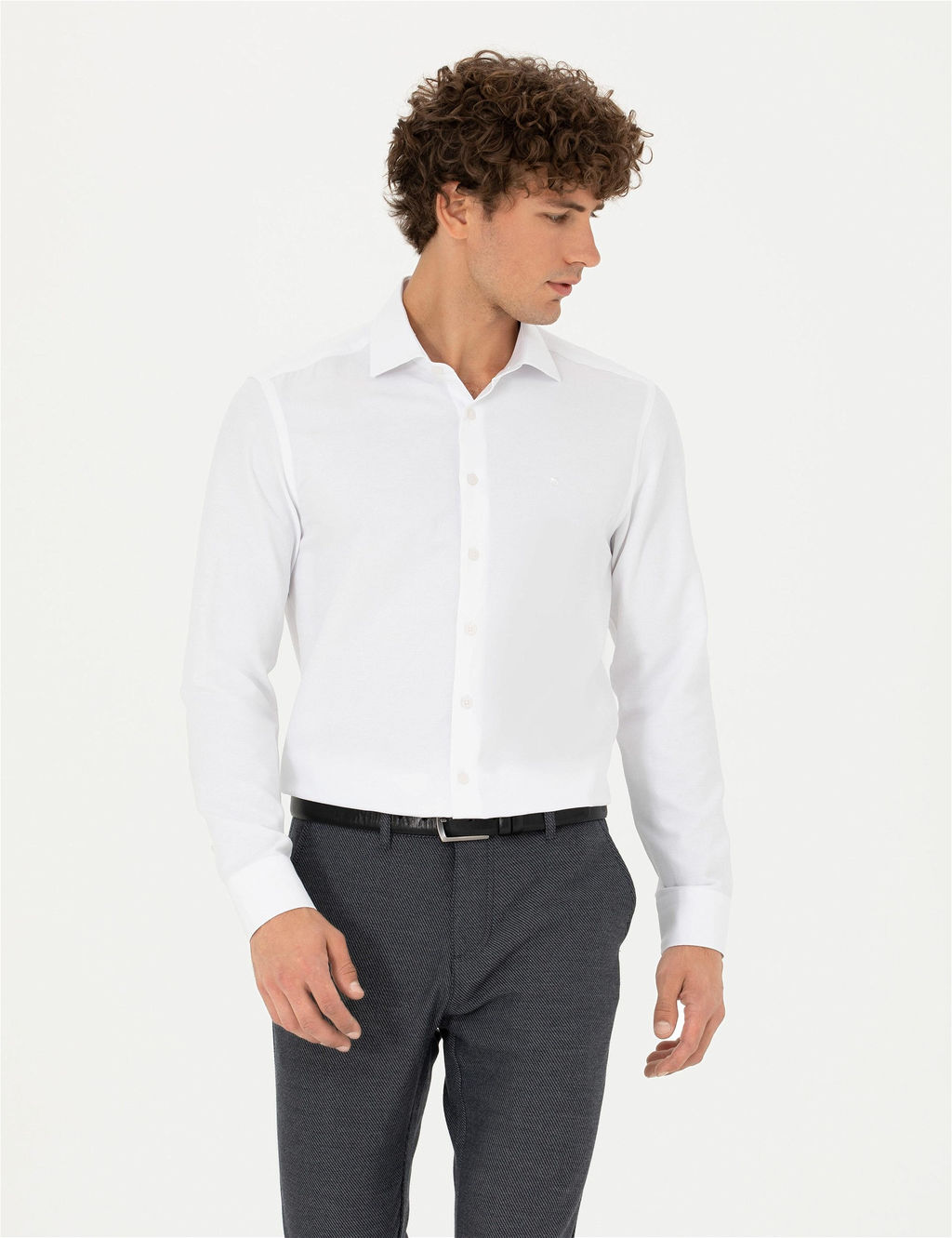 Beyaz Slim Fit Uzun Kollu G_mlek