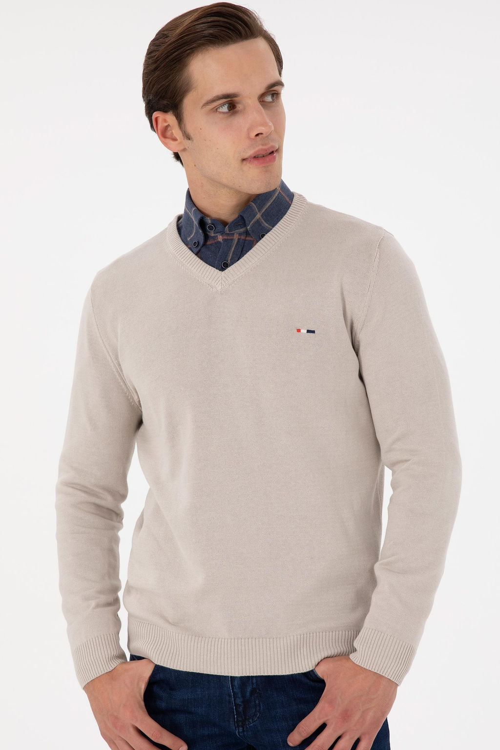 Erkek Slim Fit V Yaka Ta_ Basic Kazak - U.s. polo assn фото 3