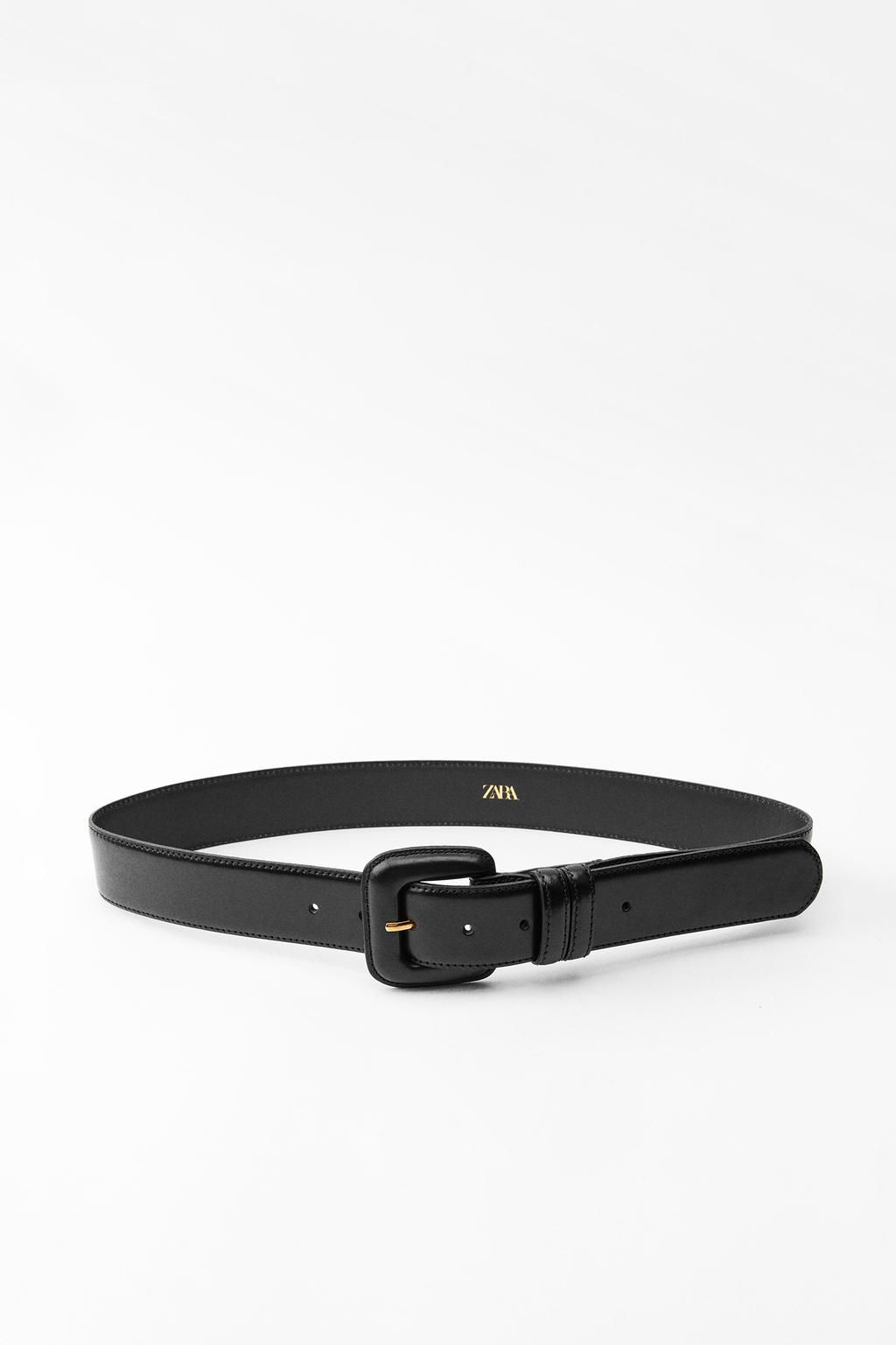 LEATHER BELT WITH SQUARE BUCKLE - Zara фото 7