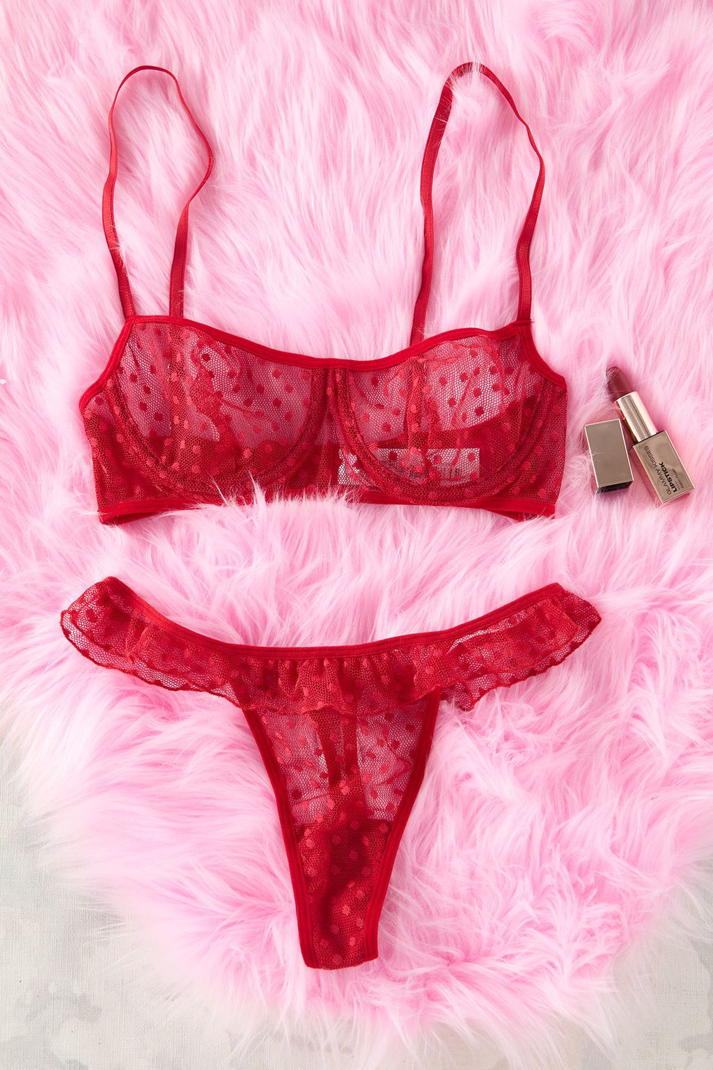 TRENDYOLMILLA K?rm?z? Dantel Puantiyeli Ip Ask?l? Kaps?z Ic Camas?r? Tak?m? THMSS25CC00016 фото 6