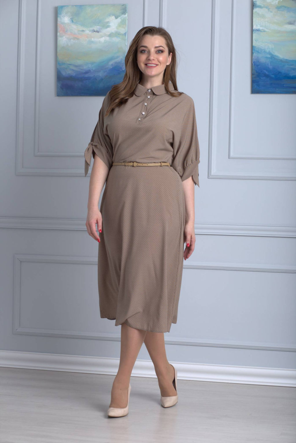 Платье ANELLI 670 беж/горох