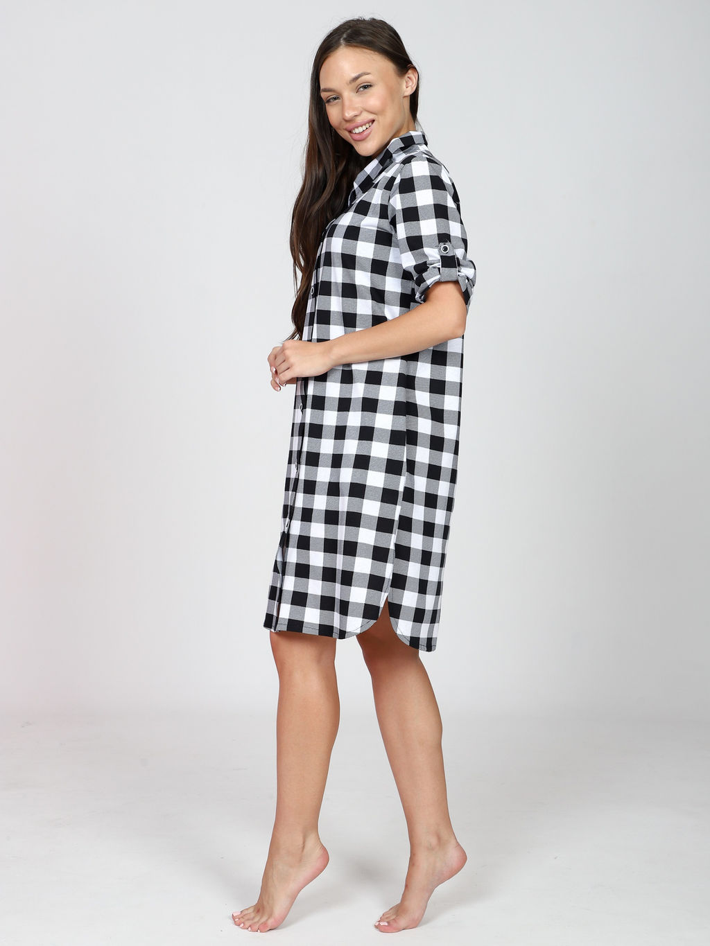 Халат - туника "Серая клетка" (М-679)