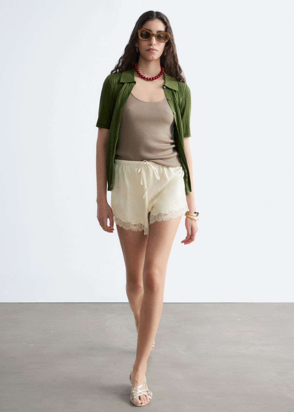 Minipantalones cortos jacquard ribete de encaje - H&m фото 7