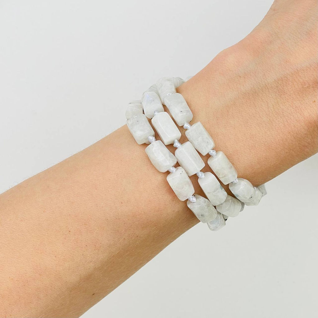 Бусины для украшений из Лунного камня с вкл. Турмалина 40 см