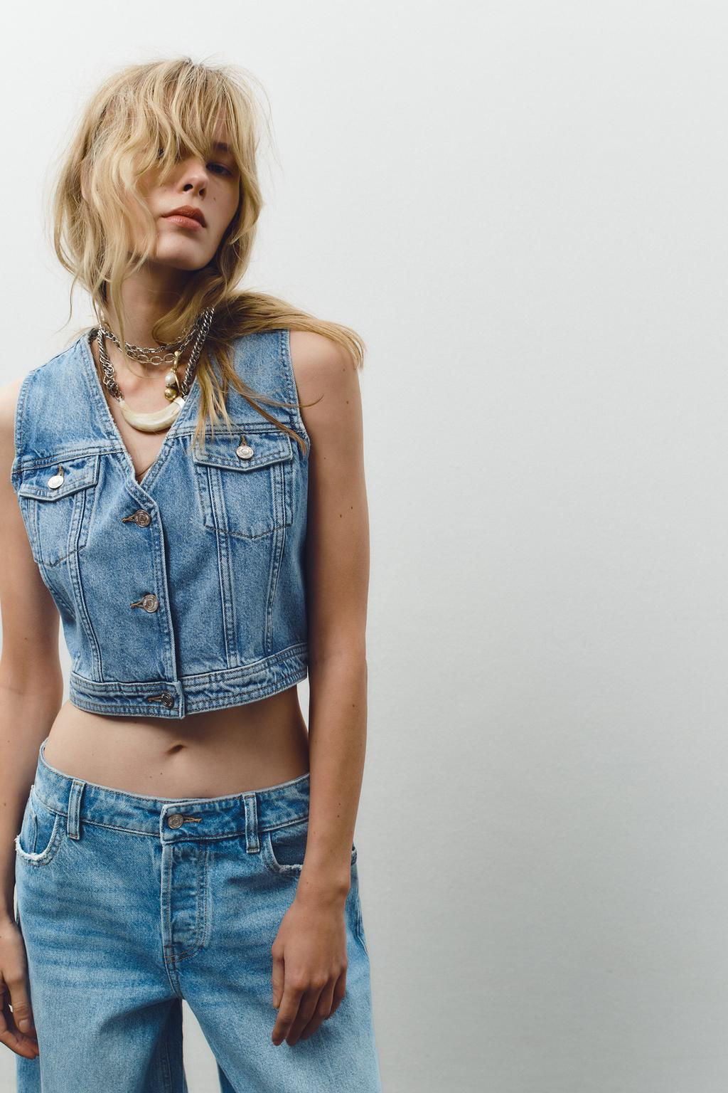 Z1975 CROPPED DENIM WAISTCOAT - Zara фото 4