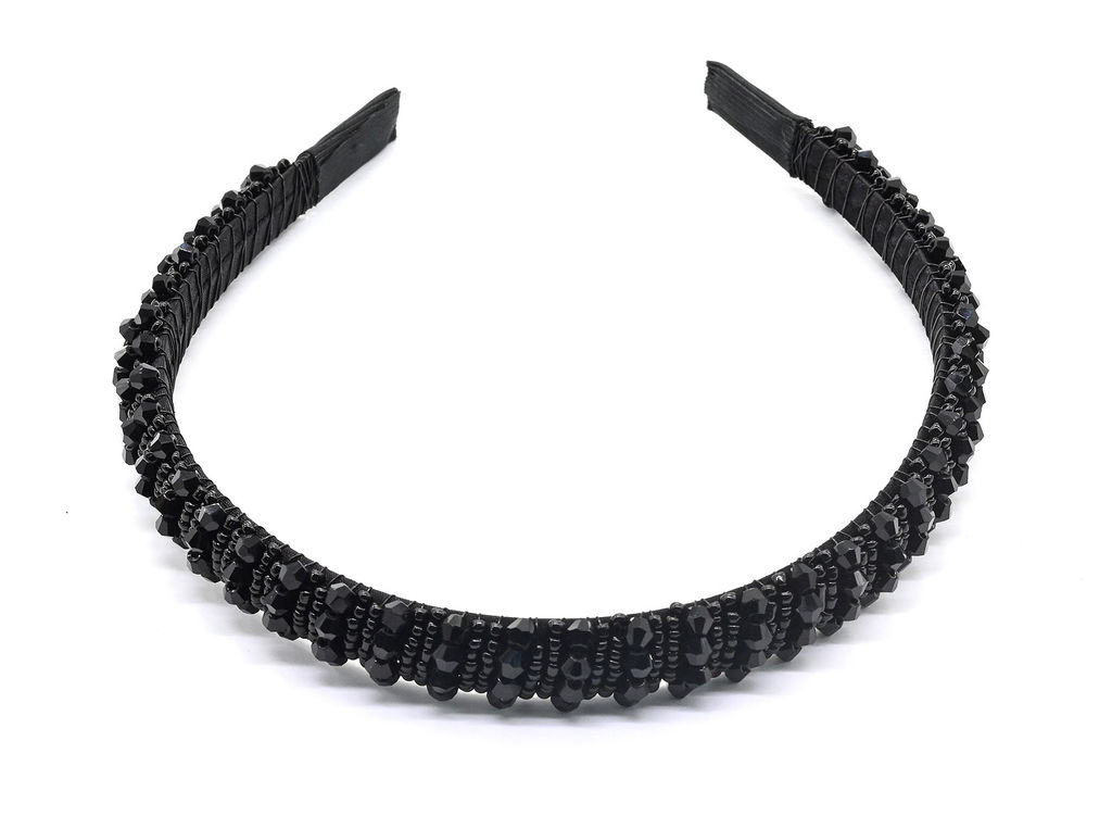 Ободок для волос с цирконом, цвет черный