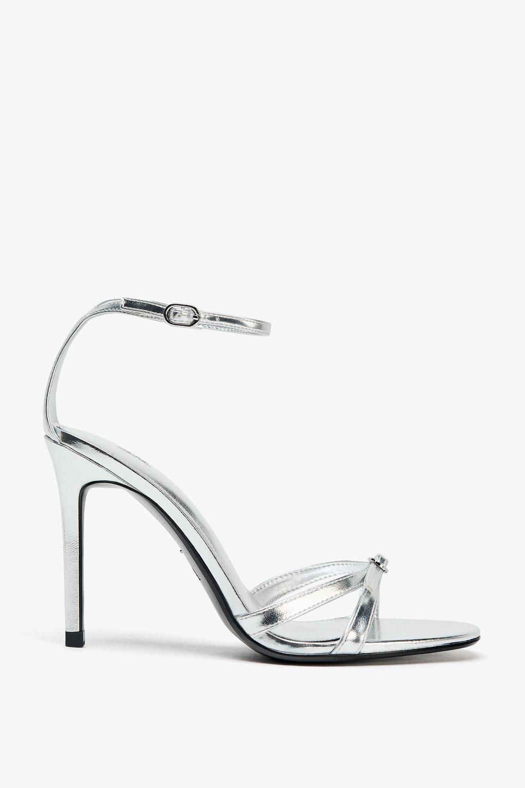 METALLIC HIGH-HEEL SANDALS - Zara фото 9