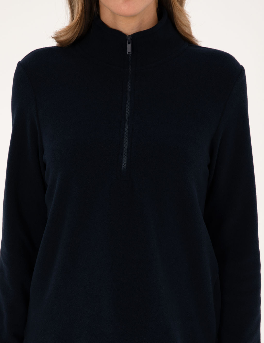 Lacivert Comfort Fit Fermuarl_ Polar Sweatshirt