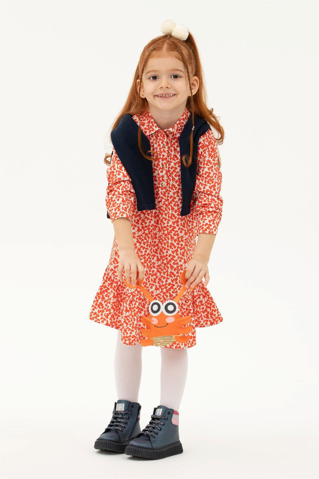 Оранжевое тканое платье для девочки - U.s. polo assn фото 5