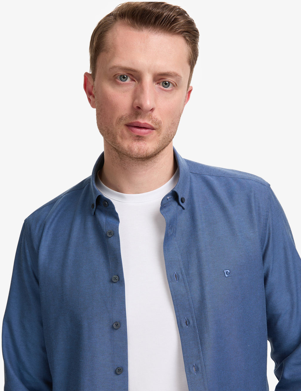 Lacivert Oxford Slim Fit Kolay _t_lenebilir G_mlek