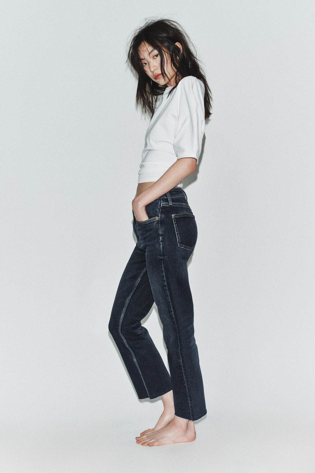 JEANS TRF CROPPED FLARE TIRO ALTO / Marino - Zara фото 4