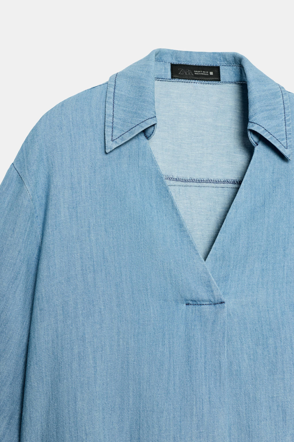 BLUSA FLUIDA ESCOTE PICO / Azul - Zara фото 8