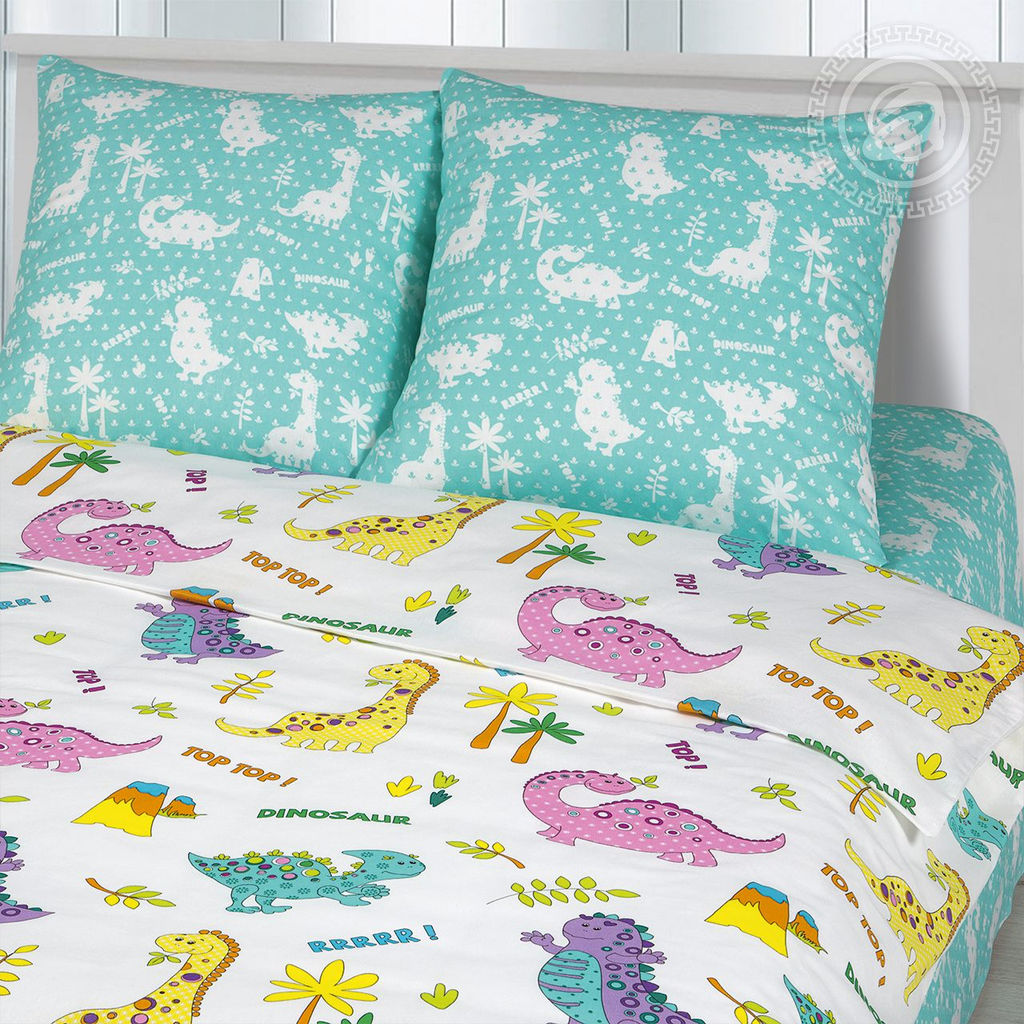 Динопарк 1,5 сп./Пододеяльник: 1 шт. - 215*143; Простыня: 1 шт. - 214*150; Наволочка: 2 шт. - 70*70; Бязь детская - Артпостель фото 2