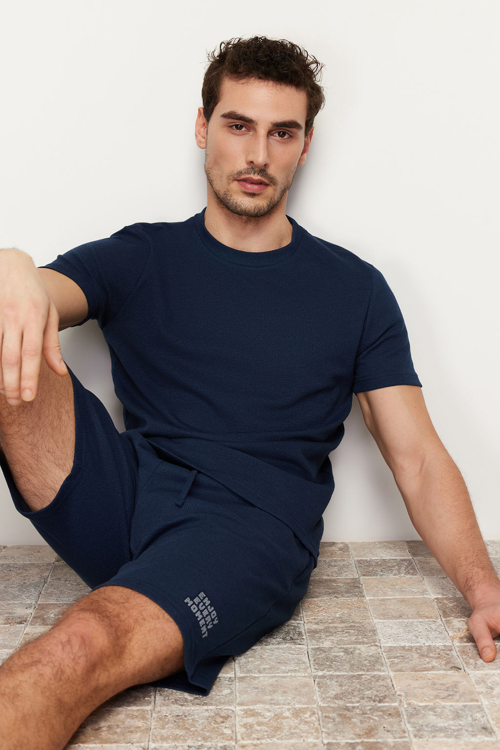 TRENDYOL MAN Mavi Regular Fit Waffle Sortlu Pijama Tak?m? TMNSS23PT00032 - Trendyolmilla фото 34