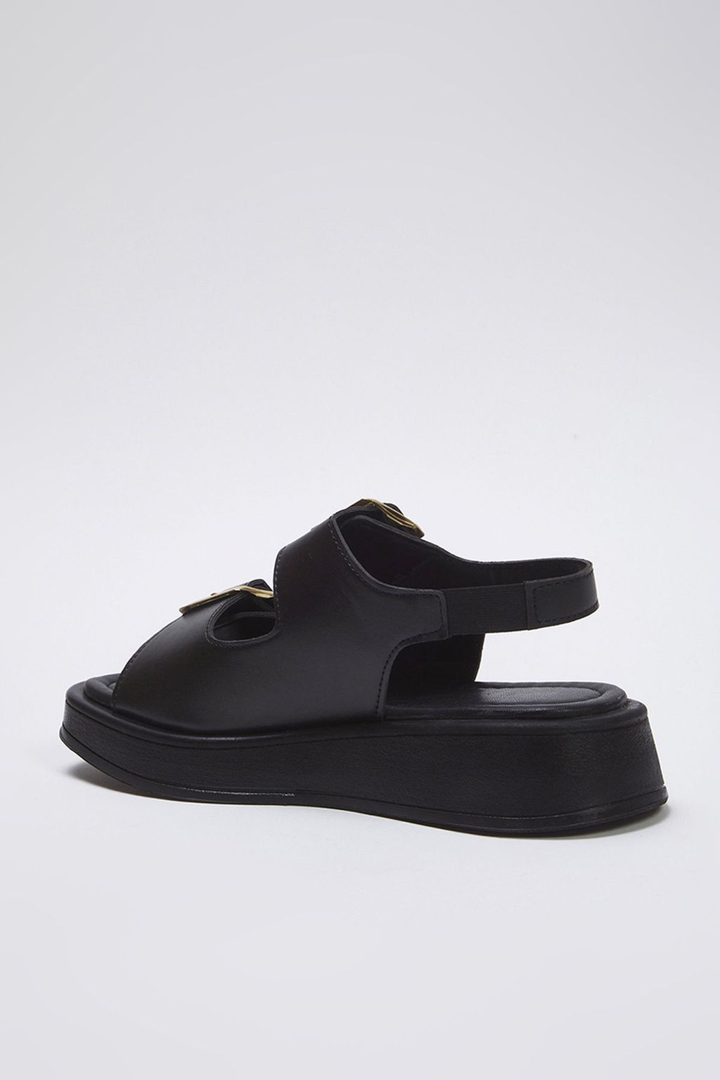 Siyah Cift Tokal? Kad?n Kal?n Taban Sandalet 
TAKAW25SD00000