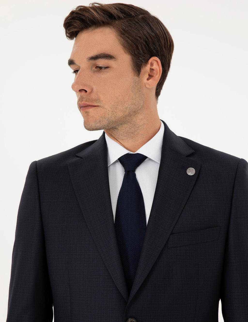 Lacivert Slim Fit Tak_m Elbise