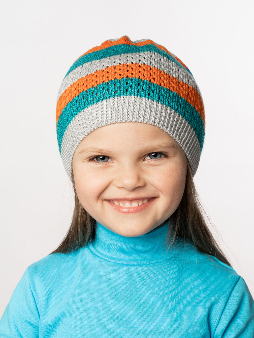 Шапка вязаная Полоска серыйоранжевый - Arctic kids фото 3